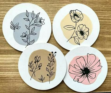 Diy Keramik, Penanda Buku, Diy Pottery Painting, Idee Cricut, Coaster Art, Boho Painting, Pottery Painting Designs, Keramik Design, Pottery Crafts