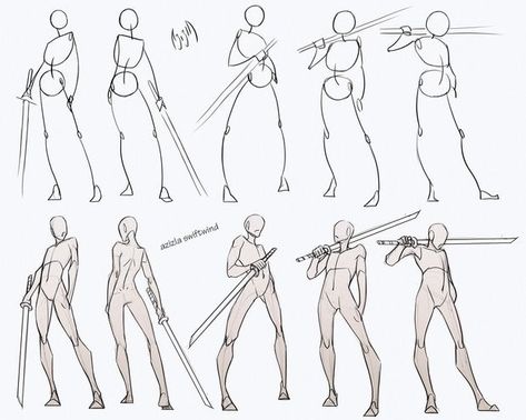 Swordsman Poses Pack - Follow my Patreon for ALL sketches and resources! Drawing reference resource practice human body anatomy tutorial male androgyne sword swordsman poses standing how to draw Poses With Swords Standing, How To Draw Manga Bodies, Warrior Poses Drawing, Greatsword Pose Reference, Pose With Swords Pose, Girl Holding Swords Reference Drawing, Warrior Poses References, Pose Reference Swordman Female, Man Holding Swords Reference Drawing