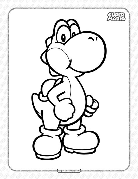 Free Super Mario Yoshi Coloring Page Yoshi Coloring Pages, Super Mario Yoshi, Mario Coloring, Character Outline, Super Mario Coloring Pages, Mario E Luigi, Super Mario Bros Party, Mario Yoshi, Arte Monster High