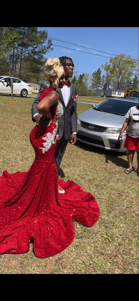 Red And White Prom Dress, Red And Silver Prom Dress, Baddie Prom Dresses, Baddie Prom, Silver Prom Dress, Prom Dresses Red, Red Prom Dresses, Prom Couples, Prom 2023