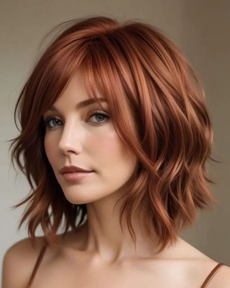 Red Hair With Highlights Caramel, Cowboy Copper Short Hair, Dark Copper Blonde, Red Hair With Lowlights Dark, Red Hair Medium Length, Copper Hair Color With Highlights, Short Red Hair Styles, Medium Red Hair, Short Red Hair