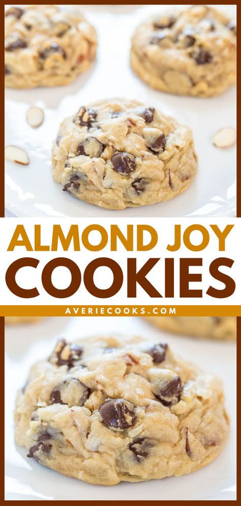 Cookies With Almonds In Them, Recipes Using Ground Almonds, What To Make With Almonds, Recipe For Almond Joy Cookies, Fast Cookies, Coconut Almonds, Almond Joy Bars, Gourmet Cookie, Joy Cookies