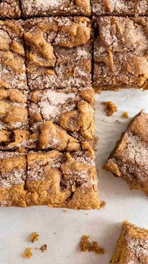 Thanksgiving Blondies, Thanksgiving Desserts Cinnamon, Cinnamon Pumpkin, Pumpkin Brookies, Gooey Pumpkin Bars, Pumpkin Chai Blondies, Pumpkin Blondie Brownies, Pumpkin Apple Desserts, Pumpkin Snickerdoodle Blondies