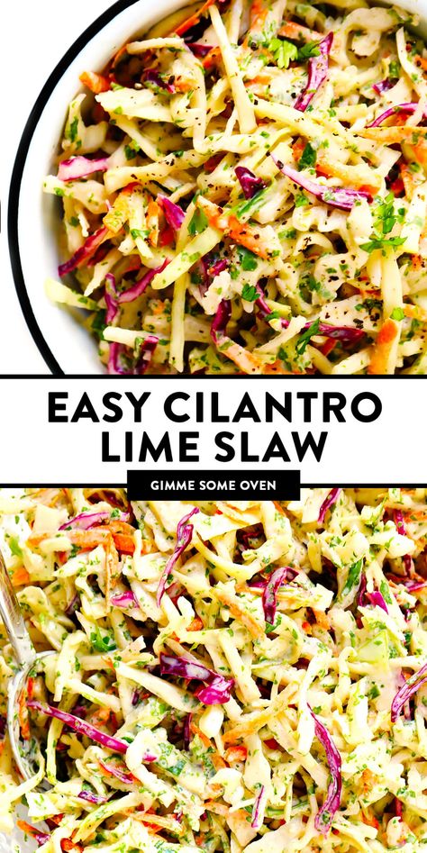 Light And Refreshing Side Dishes, Meals With Cole Slaw, Cilantro Lime Vegetables, Garlic Lime Slaw, Cabbage Salad For Fish Tacos, Recipes With Cole Slaw Cabbage, Cole Slaw Healthy Recipe, Cooked Slaw Recipes, Mexican Salad Dressing Recipes Healthy