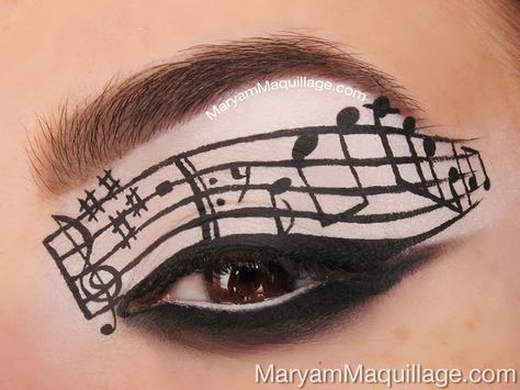 music note nail art | Maryam Maquillage !: "Eye-C-Music" Makeup Art Going Out Looks, Unique Makeup, Creative Eye Makeup, Crazy Makeup, Creative Makeup Looks, Clown Makeup, Eye Makeup Art, Musical Notes, Lip Art