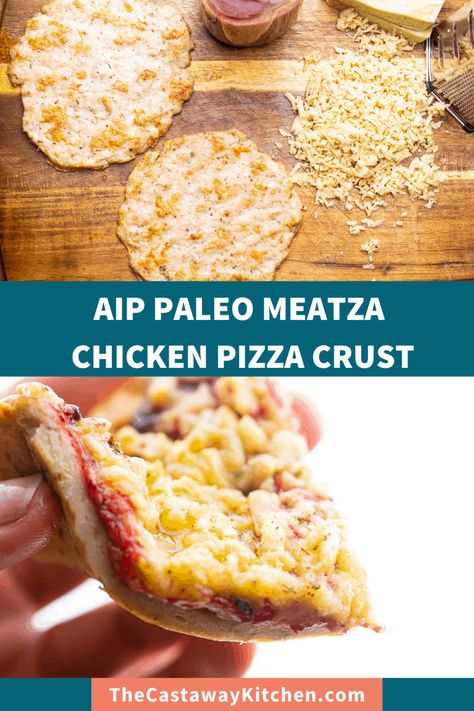 You won't believe how good this chicken pizza crust is. The best meatza recipe you'll try because it's so legit! AIP, Keto, Paleo. Meatza Recipe, Chicken Pizza Crust, Aip Keto, Dairy Free Keto Recipes, Chicken Crust, Pizza Kit, Chicken Pizza Recipes, Chicken Crust Pizza, Pink Sauce