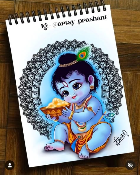 Radhe Krishna Mandala Art, Janmastami Drawing Ideas, Krishna Drawing Colour, Krishna Drawing Mandala, Radha Krishna Drawing Sketch, Little Krishna Sketch, Janmashtami Drawing Ideas, Cute Little Krishna Drawing, Krishna Janmashtami Drawing