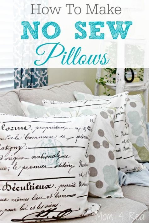 How To Make Pillow Cases, Diy Pillows Decorative, No Sew Pillows, Sew Pillows, Sew Pillow, No Sew Pillow Covers, Stenciled Pillows, Homemade Pillows, Pillows Diy