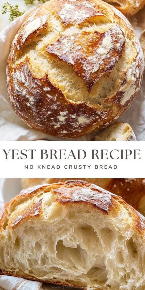 This No-Knead Artisan Bread recipe delivers just that—simple, flavorful, and crusty perfection with minimal effort! 🍞🔥 With a golden, crunchy exterior and soft, airy interior, this bread is the perfect companion to soups, stews, or as a sandwich base. Made with only a few ingredients and no kneading required, this recipe is a game-changer for home bakers of any level. 😋  ✨ Try this easy, no-knead bread recipe today and bake like a pro! ✨  #NoKneadBread | #ArtisanBread | Dutch Oven No Knead Bread, Fancy Bakery, No Knead Bread Recipe, Oven Bread, Dutch Oven Bread, Knead Bread Recipe, Artisan Bread Recipes, Knead Bread, Dutch Oven Cooking