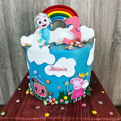 Cocomelon Birthday Cake, Lane Cake, Cocomelon Cake, Peppa Pig Birthday Cake, Coco Melon, Pig Birthday Cakes, Cocomelon Birthday, Peppa Pig Cake, Pig Cake