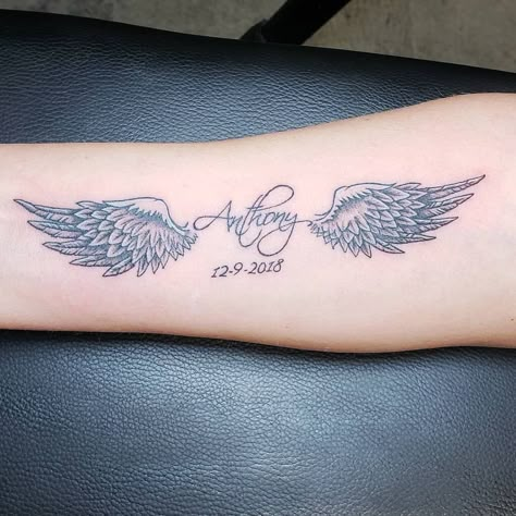 Top 30 Best angel wings tattoo ideas for Men & Women in 2023 Angel Wings Tattoo Forearm, Angel Wing Tattoos, Small Angel Wing Tattoo, Angel Tattoo For Women, Lily Tattoos, Tattoos For Females, Wing Tattoos, Small Wave Tattoo, Female Tattoos