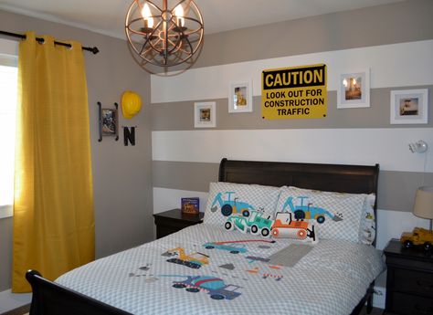 Boys construction bedroom. Construction Room Ideas, Boys Construction Bedroom, Construction Theme Rooms, Boys Construction Room, Construction Room, Construction Bedroom, Diy Sofa Bed, Boys Bedroom Paint, Boy Toddler Bedroom