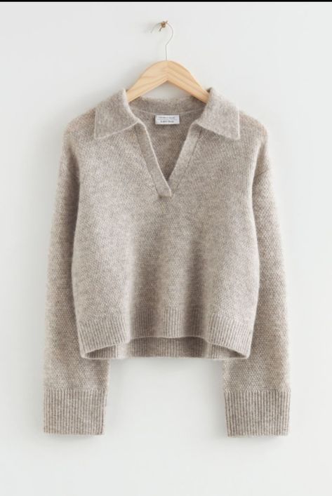 Knit Collar Sweater, 2024 Womens Fall Fashion, Boxy Knit Sweater, Collared Jumper, Neutral Sweater, Collared Sweater, Casual Outfit Inspiration, Basic Sweaters, Summer Capsule Wardrobe