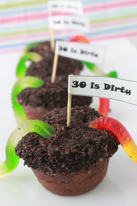 Dirty 30 Cupcakes 30 Cupcakes, Dirt Cupcakes, Dirty 30 Birthday Party, Dirty Thirty Party, Dirty 30 Party, Dirty Thirty Birthday, 30th Birthday Men, 30th Bday Party, 30th Birthday Bash