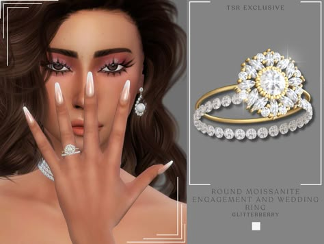 The Sims Resource - Round Moissanite Engagement with Wedding Band Sims 4 Wedding Band Cc, Wedding Ring Cc Sims 4, The Sims 4 Cc Wedding Ring, Sims 4 Wedding Band, Sims 4 Diamond Ring, Sims Rings Cc, Sims 4 Engagement Ring Cc Male, Sims4 Wedding Ring, Sims 4 Male Wedding Cc