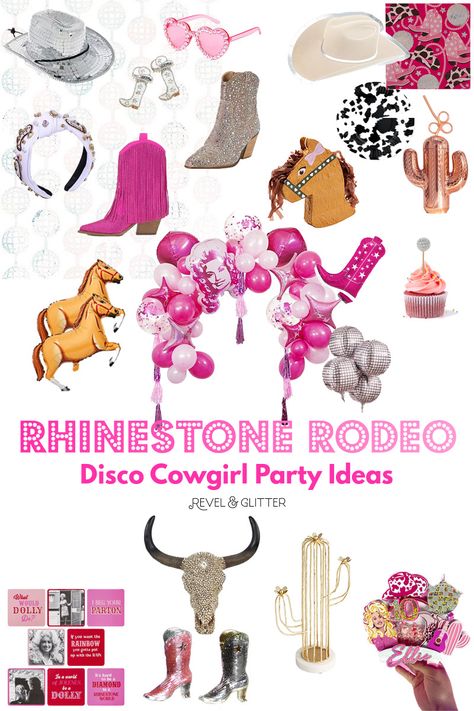 Host a Rhinestone Rodeo! - A Disco Cowgirl Party - Revel and Glitter Rodeo Party Theme, Disco Cowgirl Party, Glitter Cowgirl, Cocktail Cupcakes, Horse Balloons, Rodeo Birthday Parties, Pink Movies, Dolly World, Rodeo Party