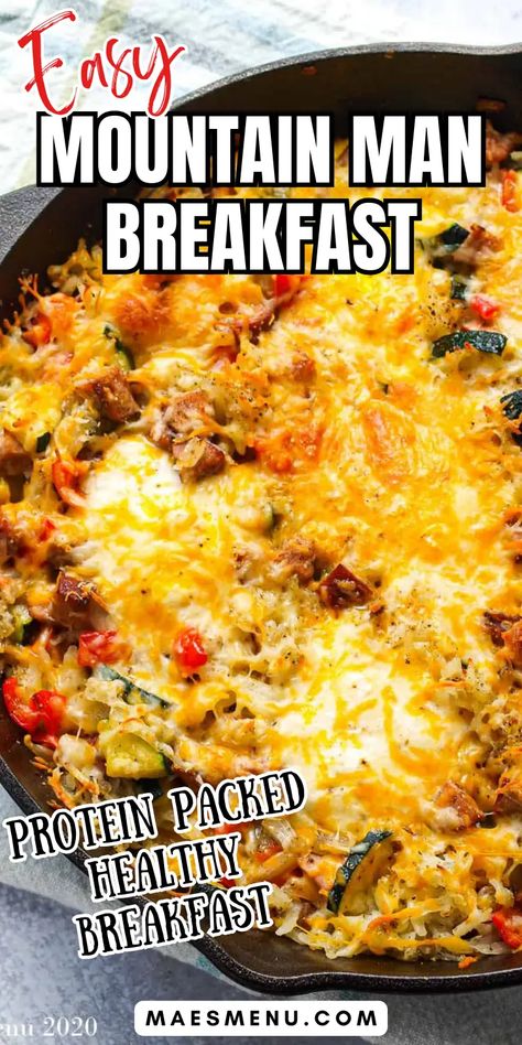 Mountain Man Breakfast - Mae's Menu Mountain Man Breakfast Dutch Oven, Breakfast Camping Meals, Man Breakfast Ideas, Manly Breakfast Ideas, Men Breakfast Ideas, Man Breakfast, Breakfast Ideas For Men, Mountain Man Breakfast Casserole, Easy Camping Meals Breakfast