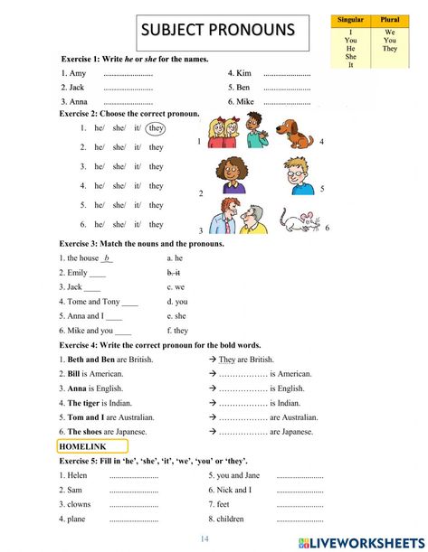 Pronouns Activity For Grade 1, Subjective Pronouns Worksheet, Personal Pronouns Worksheets Grade 3, Prounons Worksheet, Subject Pronoun Worksheet, Pronouns For Grade 1, Subject Pronouns Worksheet Grade 1, Pronounce Worksheet, English For Grade 3 Worksheets