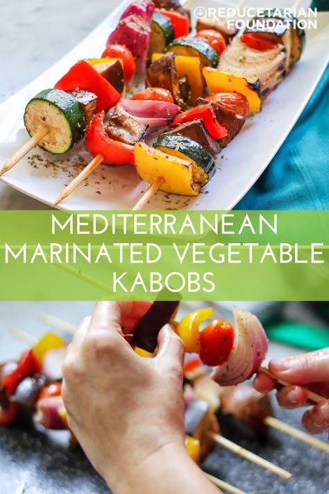 Grilled Vegetable Skewers Veggie Kabobs, Marinated Greek Vegetables, Grilled Veggies Skewers, Grilled Vegetable Appetizer, Marinated Veggie Kabobs, Veggie Kabobs Marinade, Vegetable Kebab Recipes, Greek Veggie Kabobs, Roasted Vegetable Skewers