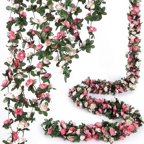 Amazon.com: PONKING 8 Pcs 66FT Flower Garland, Artificial Rose Vine Flowers with Green Leaves Hanging for Room, Anniversary Wedding Birthday Christmas Wall Arch Decor, Spring Pink Flower : Home & Kitchen Vine Flowers, Flower Vines, Autumn Wine, Rose Vine, Rose Garland, Rose Vines, Hari Valentine, Artificial Rose, Flower Garland