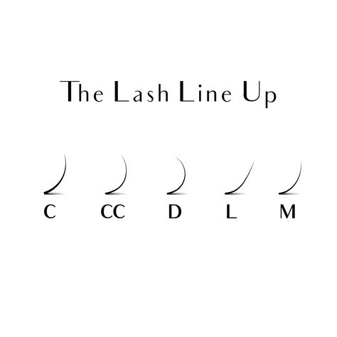 Different Lash Curls, Lash Curl Chart, Lash Brand Name Ideas, Lash Page Aesthetic, Lash Business Names Ideas, Lash Logo Ideas, Lash Artist Aesthetic, Lashes Logo Design, Aesthetic Lashes