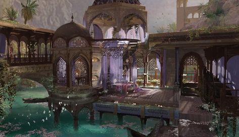 ArtStation - ancient palace bedroom Middle Eastern Palace, Palace Bedroom, Arabian Palace, Ancient Palace, Middle Eastern Style, Palace Interior, Character And Setting, First Then, Interior Concept