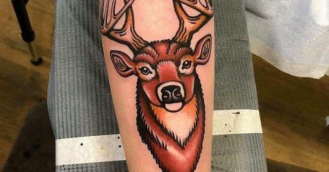 Traditional Antler Tattoo, American Western Tattoo, American Traditional Wolf Tattoo, Traditional Deer Tattoo, Bison Tattoo, Elk Tattoo, Antler Tattoo, Hunting Tattoos, Sea Wolf