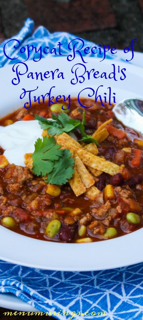 Panera Bread Turkey Chili Recipe, Panera Turkey Chili, Turkey Chili Recipe Easy, Mexican Soups, Chili Turkey, Healthy Chili Recipe Turkey, Panera Recipes, Chili Crockpot, Turkey Chili Crockpot