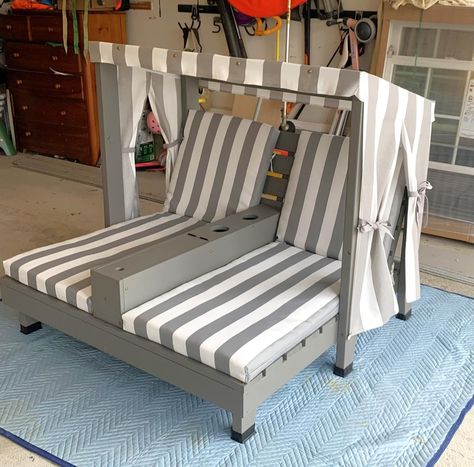 Lounge Chair Diy, Backyard Games Diy, Diy Grill Station, Potting Bench Plans, Workbench Plan, Double Chaise Lounge, Diy Balcony, Pool Lounger, Outdoor Furniture Plans