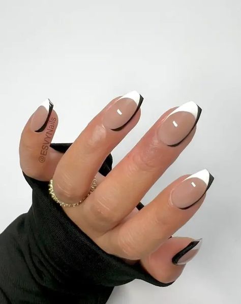 Rubber Base Nails Design, Black And White Nail, Nail Glam, Gel Paint, Medium Coffin, Graduation Nails, Short Coffin, Liner Brush, Coffin Press On Nails