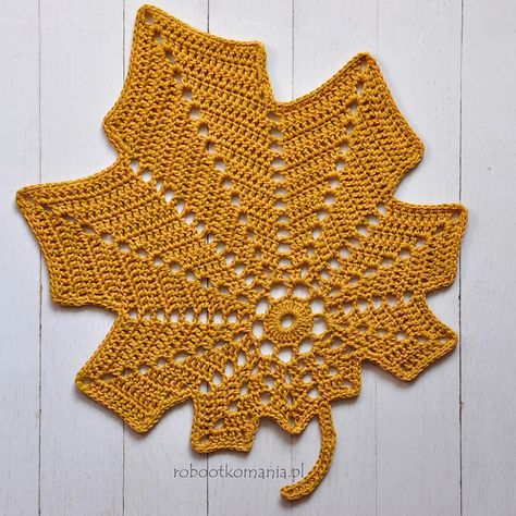 Autumn_leaf_crochet_pattern Autumn Crochet Patterns, Crochet Poppy Pattern, Thanksgiving Crochet Patterns, Thanksgiving Crochet, Autumn Crochet, Crochet Poppy, Fall Placemats, Crochet Leaf, Christmas Crochet Patterns Free