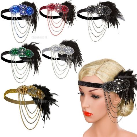 1920 Theme, Estilo Charleston, 1920s Outfit, Gatsby Birthday, Gatsby Birthday Party, Gatsby Party Decorations, Speakeasy Party, Flapper Headpiece, Gatsby Headband