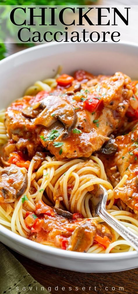 Best Italian Dishes, Meat Marinades, Cacciatore Recipes, Chicken Cacciatore Recipe, Chicken Cacciatore, Winner Winner Chicken Dinner, Goulash, Most Satisfying, Rigatoni