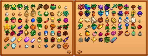 Collections - Stardew Valley Wiki Stardew Valley Shipping Collection, Stardew Valley Tips, Stardew Valley Farms, Pixel Game, Going To Sleep, Gaming Stuff, The Player, Stardew Valley, Perler Beads