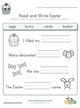 Easter Read and Write Worksheet | All Kids Network Read And Write Worksheets, Easter Words, Literacy Bags, Easter Writing, Reading Readiness, Easter Worksheets, Worksheet For Kids, School Learning, Read And Write