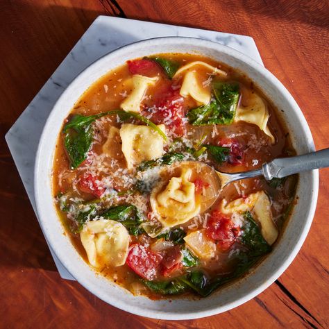 Spinach-Tortellini Soup Spinach Tortellini Soup, Spinach Tortellini, Spinach Soup, Tortellini Soup, White Bean Soup, Spinach Stuffed Mushrooms, Most Popular Recipes, Bean Soup, Tortellini