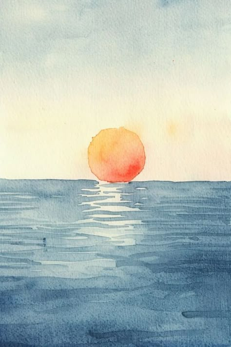 Water Colour Paints, Painting Inspiration Watercolor, Watercolor Art How To, Illustration Art Watercolor Drawing, Drawings Watercolor Ideas, Watercolor Drawing Landscape, Color Water Art, Things To Watercolor Paint, Water Art Drawing