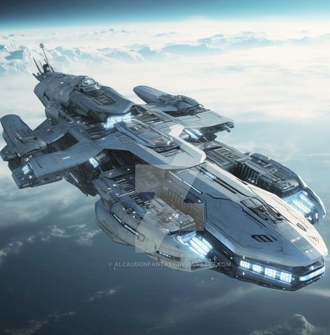 Large Spaceship Concept Art, Sci Fi Spacecraft, Big Spaceship Concept Art, Space Fighter Ships, Star Ships Concept, Sci Fi Ship Concept Art, Futuristic Spaceship Concept Art, Alien Spaceship Concept, Cyberpunk Spaceship