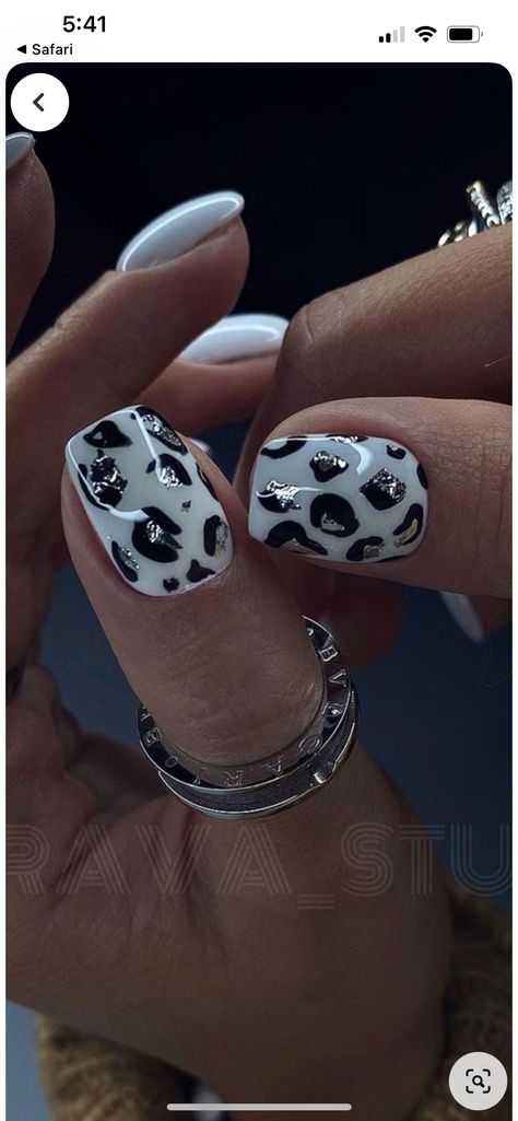 Cow Print Nails With Glitter, Jelly Roll Concert Nails, Manicure 2024 Trends, Nail Designs Leopard, Biker Nails, Pattern Nail Art, Wow Nails, Leopard Nails, Animal Nails