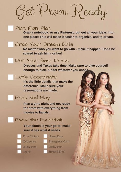 Prom Planning Checklist, Prom Checklist, Prom Preparation, Couples Prom Pictures, Prom Essentials, Prom Prep, Prom Tips, Prom Planning, Prom Inspiration