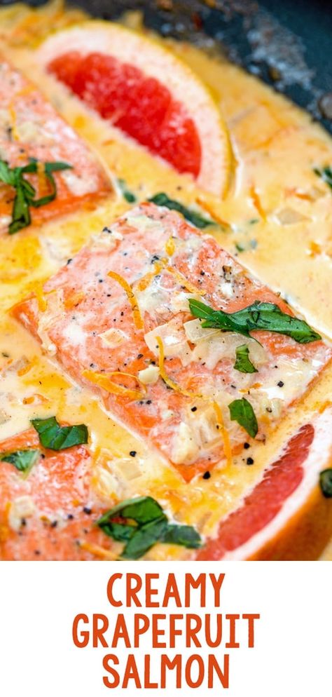 Grapefruit Salmon, Seafood Board, One Pan Recipe, Grapefruit Recipes, Cream Sauce Pasta, Lemon Cream Sauces, Fruit Health, Pan Recipe, Salmon Seasoning