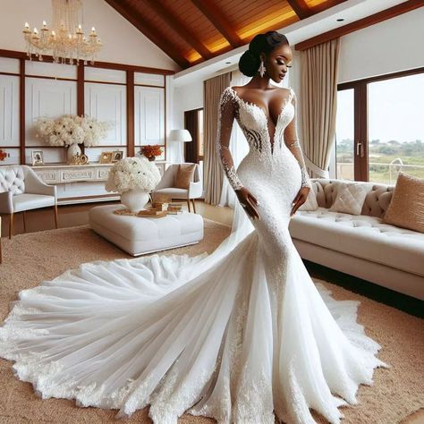 Nanice Weddings | Wedding dresses in Accra | Say 'Yes' to the Dress! Discover the wedding gown of your dreams and make your special day unforgettable. ✨👰 ❤️🌟 #WeddingDressGoals… | Instagram Mermaid Ball Gown Wedding Dress, Bride Gown Design, Ghana Wedding Dress, African Bride Dress, Female Elegance, Long White Wedding Dress, Fall Romance, Latest Wedding Gowns, Gorgeous Wedding Dress Princesses