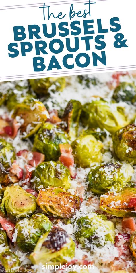 Roasted Brussels Sprouts with Bacon is a simple and easy side dish that your family will keep coming back to. Steamed right in the tray you bake it in with lots of delicious bacon and parmesan flavor, these roasted brussel sprouts are a keeper! Roast Frozen Brussel Sprouts, Brussels Sprouts Recipe With Bacon, Brussel Sprouts Recipes Easy, Roasted Brussel Sprouts Oven, Roasted Brussels Sprouts With Bacon, Jumbo Shrimp Recipes, Baked Brussel Sprouts, Cooking Brussel Sprouts, Brussels Sprouts With Bacon