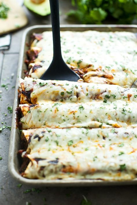 Shredded Beef Enchiladas with Ancho Chile Sauce - Cooking for Keeps Shredded Beef Enchiladas, Mexican Flavors, Oaxaca Cheese, Chile Sauce, For Keeps, Slow Cooked Beef, Beef Enchiladas, Shredded Beef, Enchilada Recipes