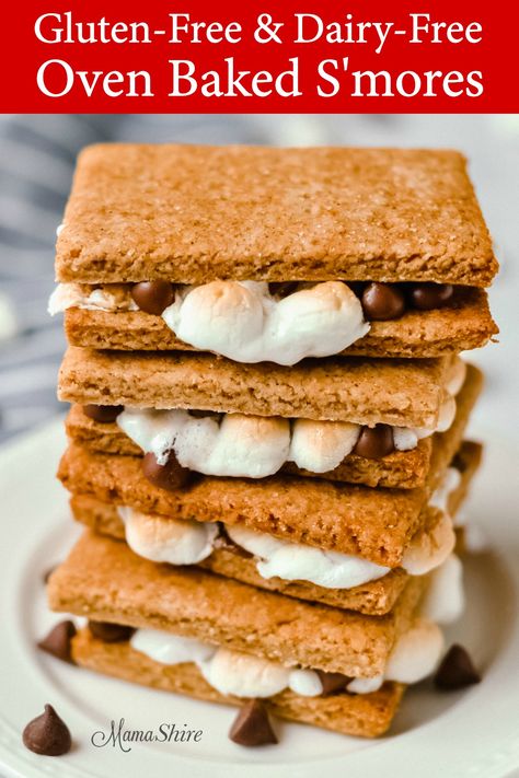 This gluten-free s'mores oven recipe is so yummy and gooey! And you don't have to worry about rain ruining your party! #ovenbakeds'mores #glutenfrees'mores #dairyfreedessert #glutenfreedessert #glutenfreedairyfrees'mores #ovenbakedsmores #glutenfreesmores Gluten Free Smores, Graham Cracker Recipes, Gluten Free Lasagna, Oven Recipe, Homemade Graham Crackers, About Rain, Homemade Crackers, Best Gluten Free Recipes, Gluten Free Desserts Recipes