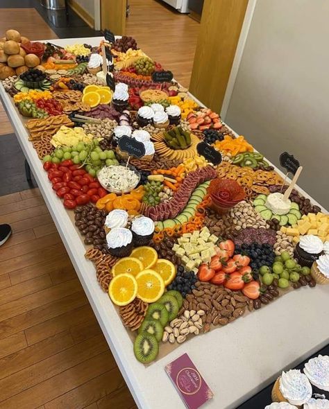 Fruit And Dessert Grazing Table, Charcuterie Board Large Table, Long Table Charcuterie Board, Sharcutary Board, Fruit Charcuterie Table, Massive Charcuterie Board, Fruit Grazing Table, Large Charcuterie Board Ideas, Dessert Grazing Table