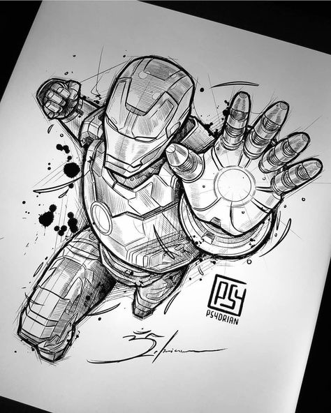 Art sharing page on Instagram: “🙏Follow us @art.ink.paint ✨Artist: @psydrian ❗If we have violated your copyright ➡ DM * * * #art #ink #inkdrawing #blackandwhite #inkart…” Robot Tattoo, Iron Man Drawing, Iron Man Tattoo, Avengers Tattoo, Avengers Drawings, Chicano Tattoos Sleeve, Nerd Tattoo, X Tattoo, Manga Tattoo