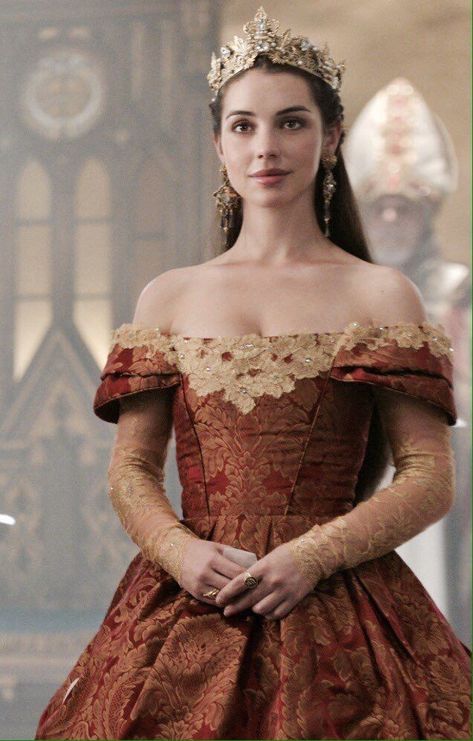 Mary was getting coronated for Queen of France and Scotland Reign Fashion, Coronation Dress, Reign Dresses, Royalty Aesthetic, Mary Stuart, Royal Aesthetic, Adelaide Kane, Mary Queen Of Scots, Royal Dresses