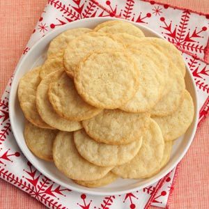 Vanilla Wafer Cookies;1/2c butter(soft),1c sugar,1 egg,1tbs vanilla extrace,1 1/2c flour,3/4 tsp baking powder,1/4 tsp salt.Mix butter/sugar til fluffy, add egg/vanilla, then dry ingredients. Bake 12-15min at 350. Wafer Cookie Recipe, Vanilla Wafer Recipe, 30 Cookies, Vanilla Wafer Cookies, Vanilla Wafer, Classic Cookies Recipes, Vanilla Recipes, Taste Of Home Recipes, Cake Mug