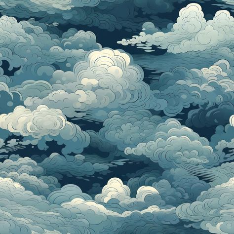 Blue vintage cloud pattern nature tranquility backgrounds.  | premium image by rawpixel.com Vintage Clouds Aesthetic, Storm Illustration, Vintage Clouds Illustration, Storm Clouds Illustration, Storm Cloud Illustration, Blue Clouds Wallpaper Cartoon, Cloud Pattern, Cloud Illustration, Cloud Art